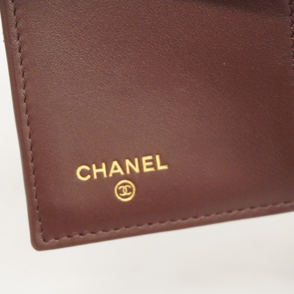 CHANEL Tri-fold Wallet Matelasse Caviar Skin Black Champagne - Picture 4 of 9